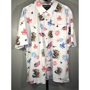 Hales Speed Shop Red blooded Shaka Men Red Snap Buttons shirt XL USA Patriotic